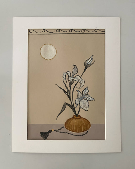 Iris still life tassel minimalistic japan vintge inspired flower art