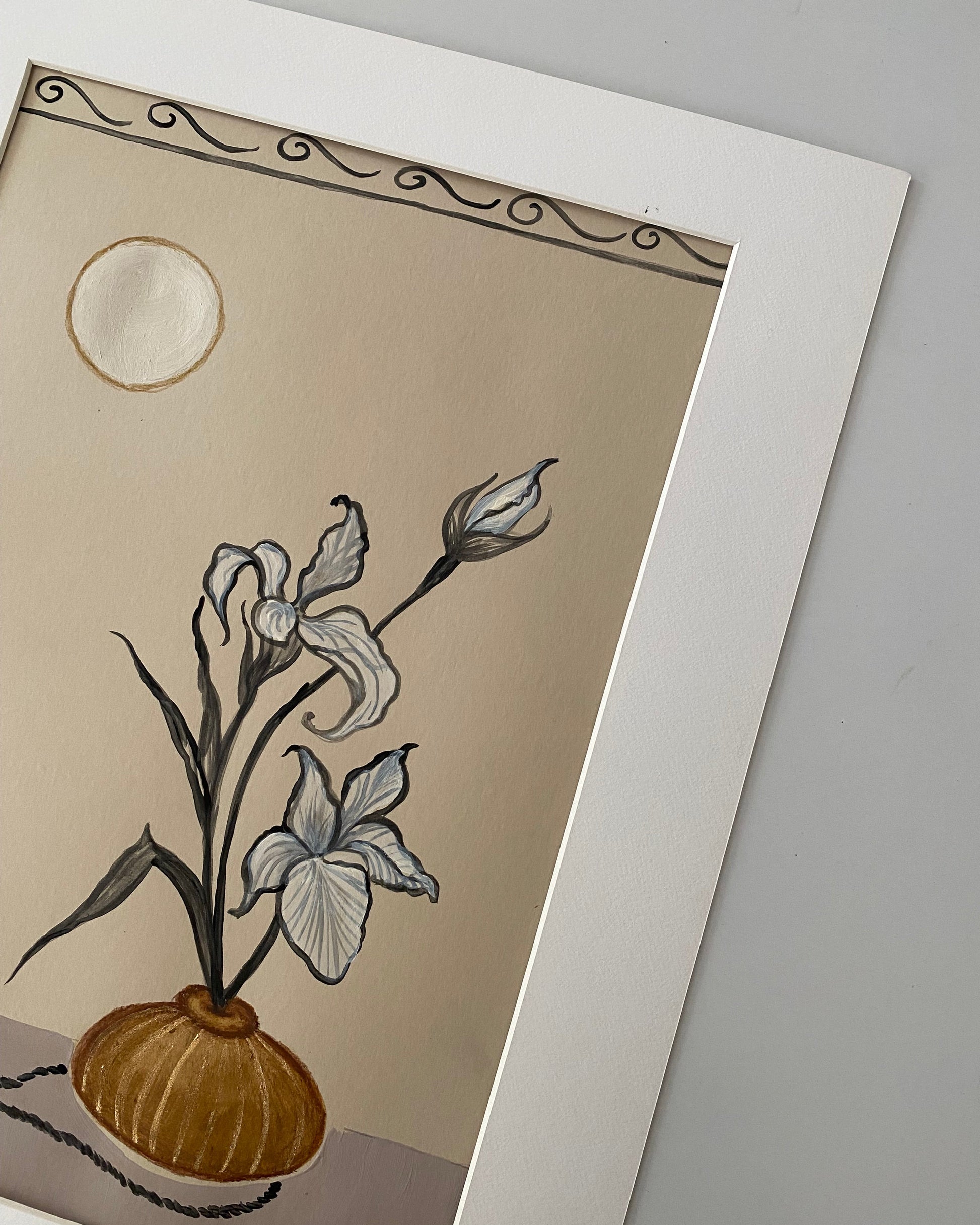 Iris still life tassel minimalistic japan vintge inspired flower art